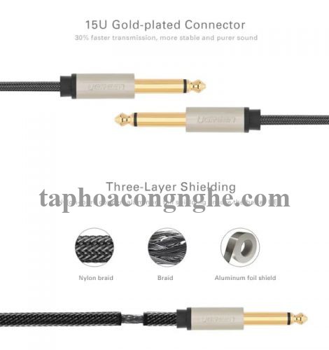 Ugreen 10639 3M màu Đen Cáp âm thanh 2 đầu 6.5mm dương cao cấp AV128 30010639